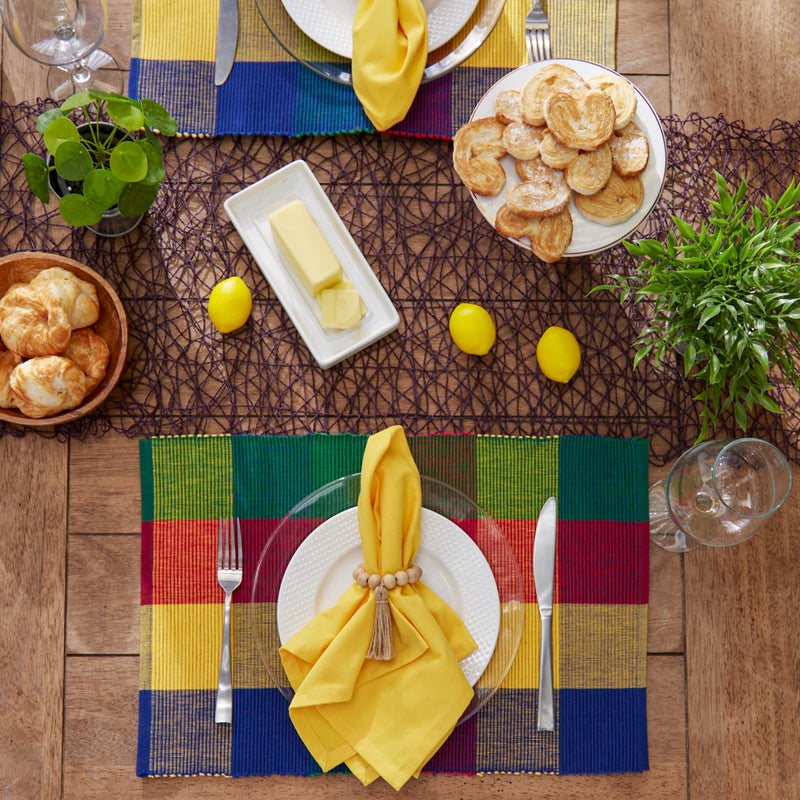 DII Basic Everyday Ribbed Tabletop 100% Cotton, Placemat Set, 13x19, Summer Check, 6 Piece - Image 3